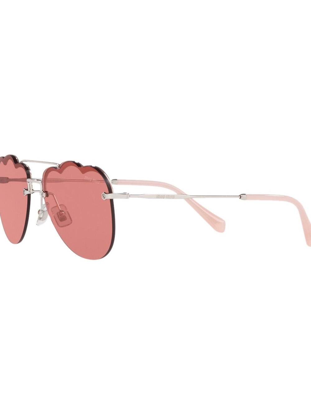 Miu Miu Pink Scalloped Rim Rimless Sunglasses